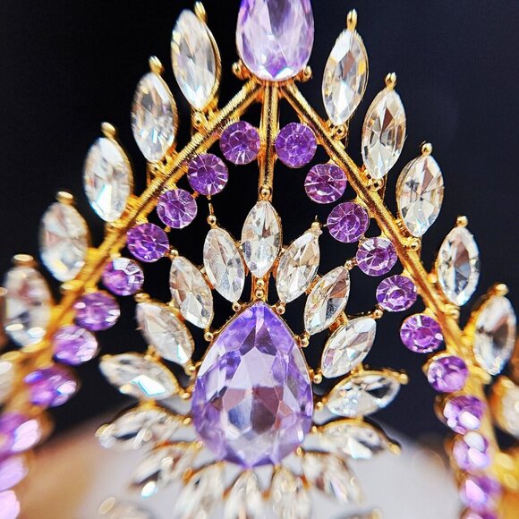 Victorian Gold Jewelry, Princess Crown, Goddess Jewelry, Purple Crystal Tiara